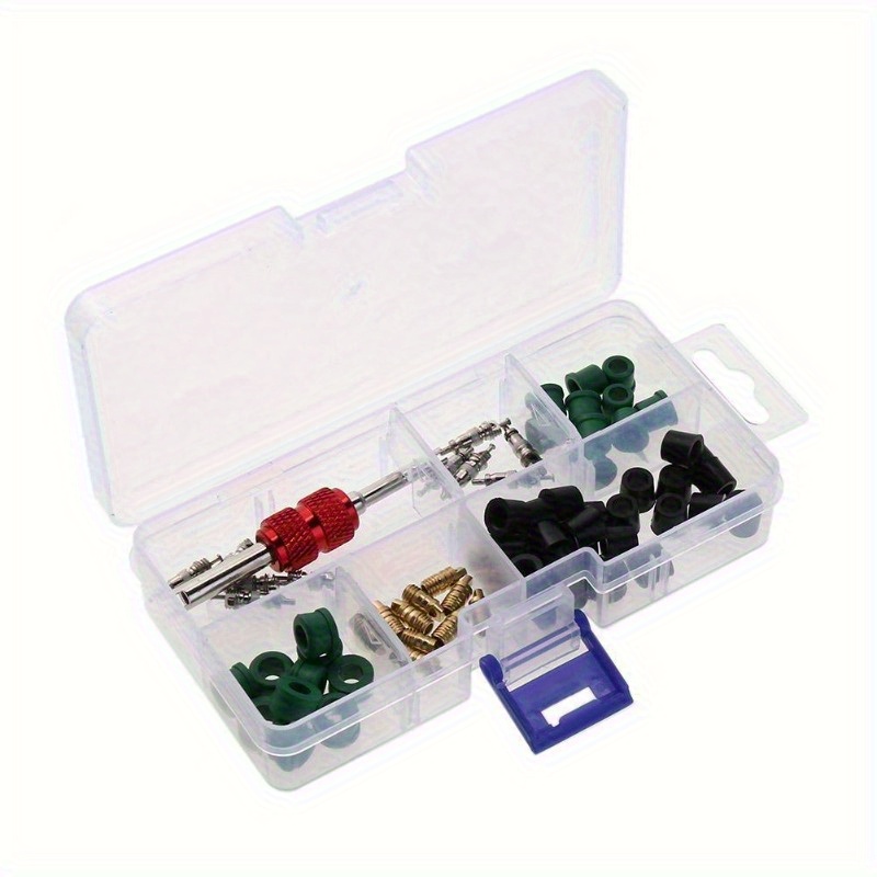 TEMU Set Of 71 Tools For Removing Air Conditioner Valve Cores, Including Hose Adapter And Rubber Washer Seals