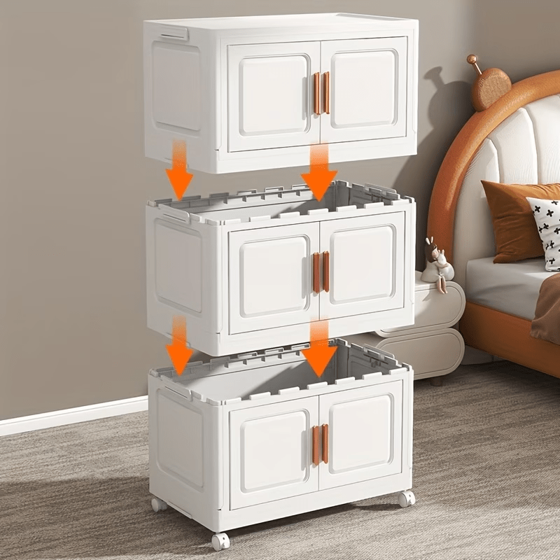 5-Tier Folding Storage Box with Wheels for Organizing Clothes