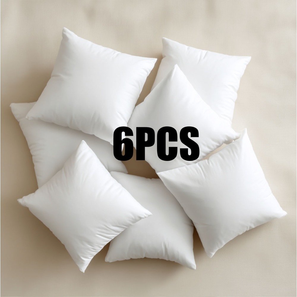 TEMU 6pcs Set Of Non- Pillow Inserts - Soft Filling Set, Suitable For Beds, Sofas, And Chairs - 6 Decorative Throw Pillows In Bulk, Machine Washable,