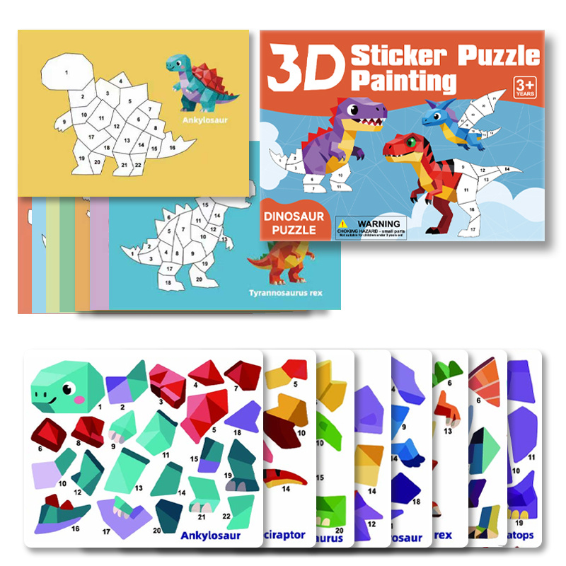 Image of Creative And Fun Dinosaur Sticker Set, An Easy-to-use And 3d Sticker Set, Perfect For And Artists. This Art Sticker Set Is An For Educational Purposes And Birthday Gifts