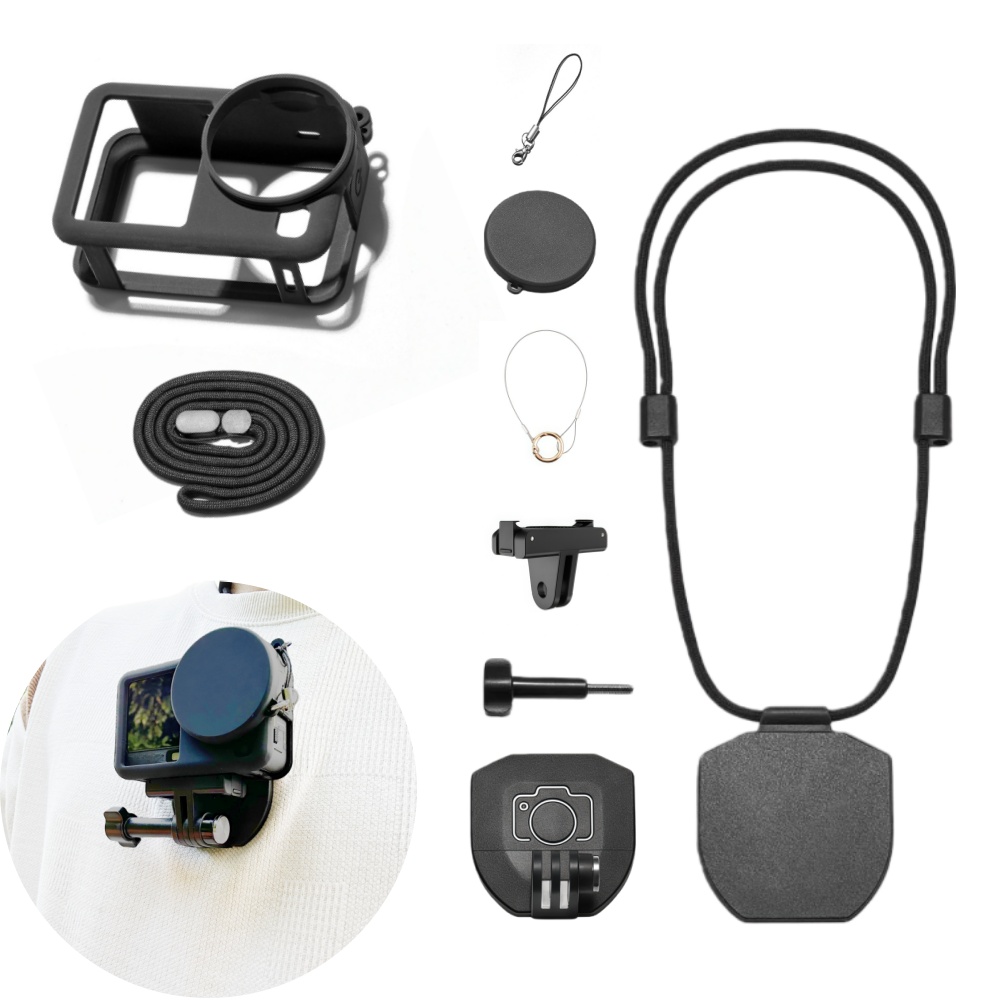 TEMU Compatible For /for /for 360 Magnetic Chest & Pov Neck Mount With Safety Lanyard & Silicone Case - Camera System, Quick-release Adapter Base,