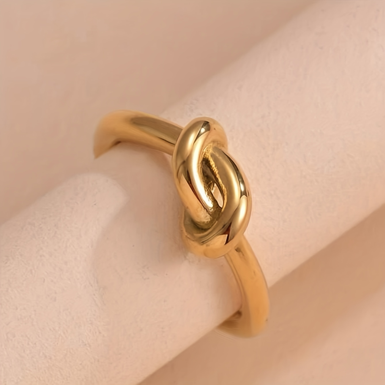 TEMU Anillo de acero inoxidable abierto de nudo, minimalista, 1 pieza, adecuado para uso diario y regalo festivo