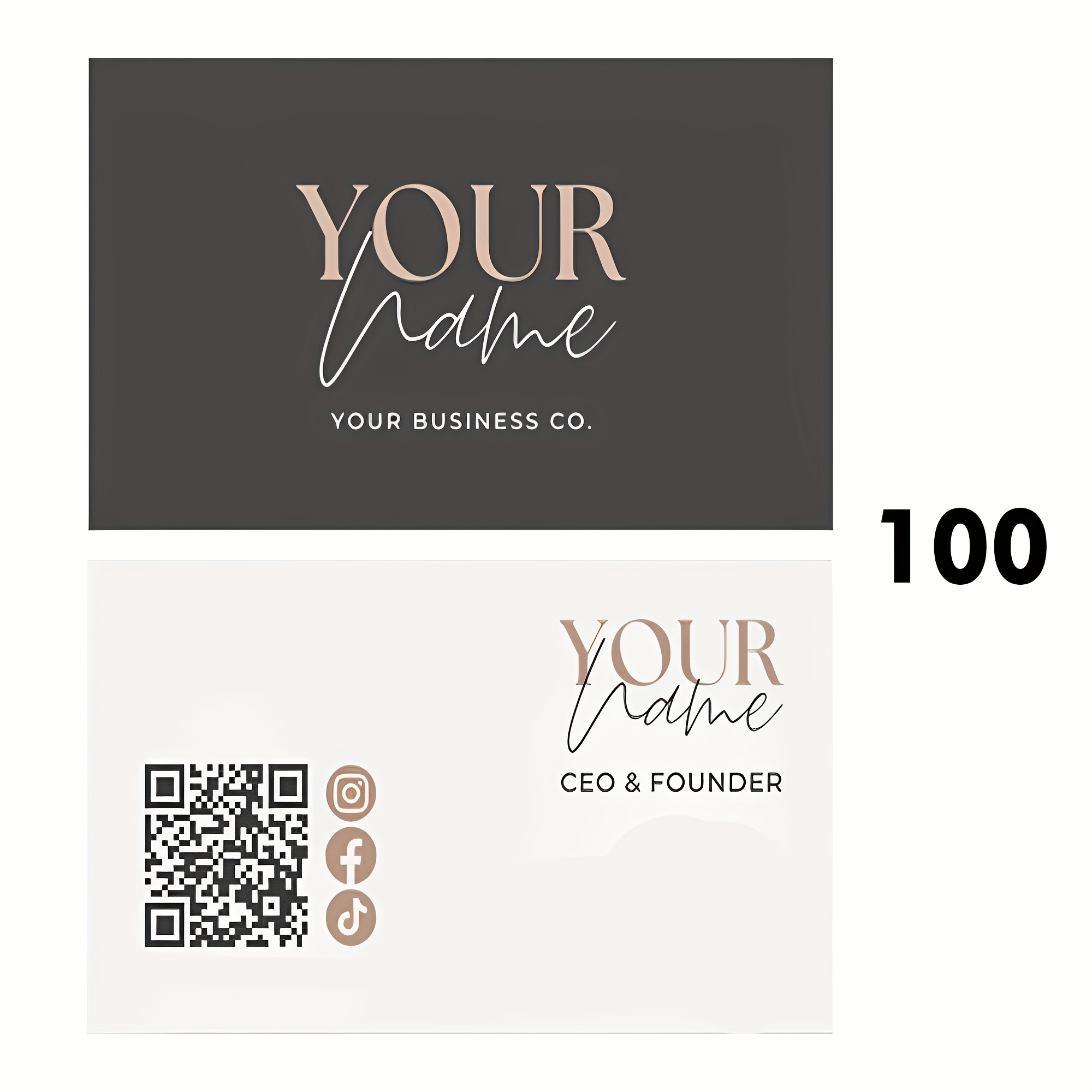 E-shop Personalisierte Visitenkarten 100 Stück, Personalisierbares Visitenkarten Set - Anpassbare Schreibtisch- und Dankeskarten, Matte Oberfläche,