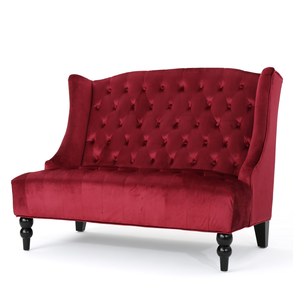 50-Inch Two-Seater Sofa, Comfortable Velvet Fabric, Mid-Century Modern Style, Minimalist Design, Extended Backrest, Compact Two-Seater Suitable for Bedrooms, Apartments And Home Offices