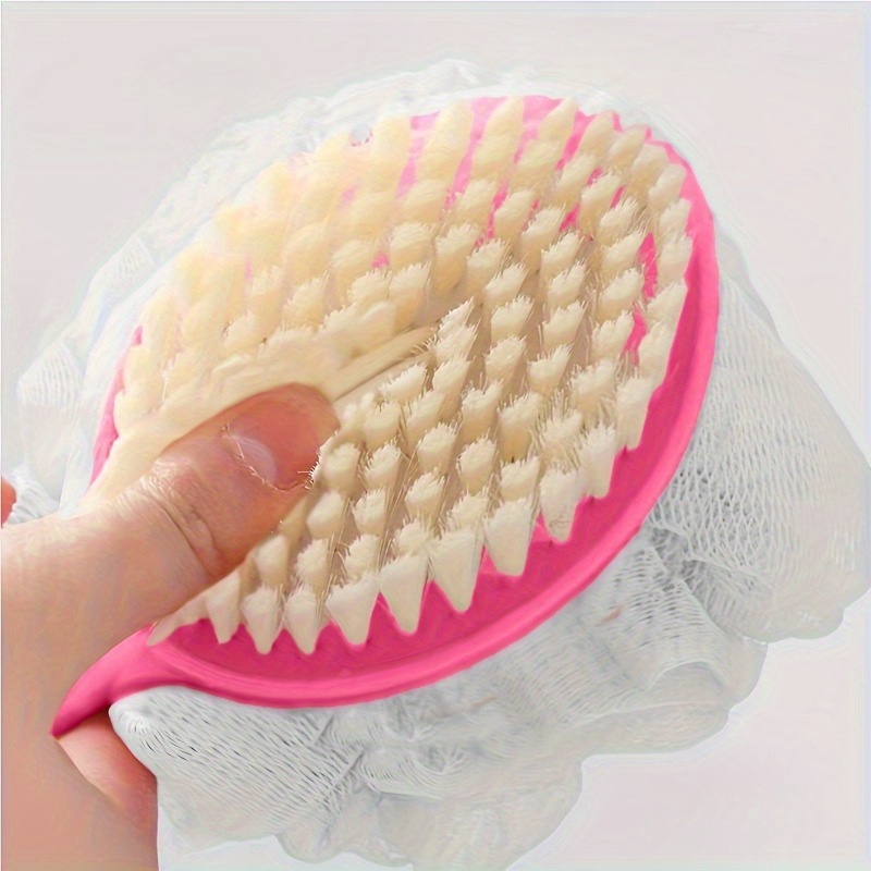 1pc dual sided bath brush back scrubber exfoliating body shower tool with soft bristles texture surface ergonomic grip no battery needed lightweight shower organizer for back   legs feet durable bathroom accessory for smooth light beige dead light beige removal     material   Product details 2