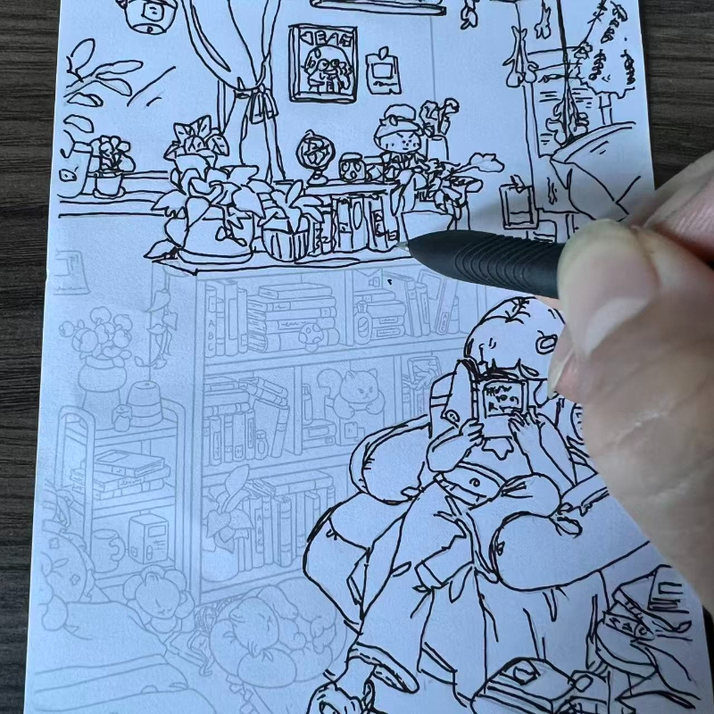 55-Page Art Tracing and Coloring Book with Pen