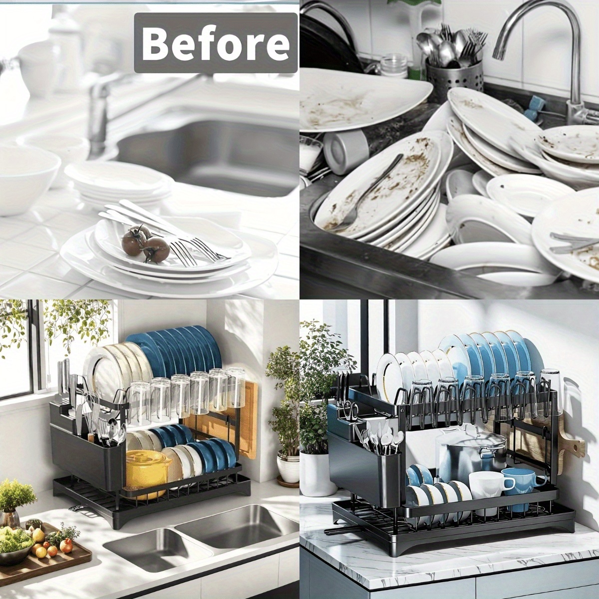 stainless dish rack double layer mold proof Temu Mauritius