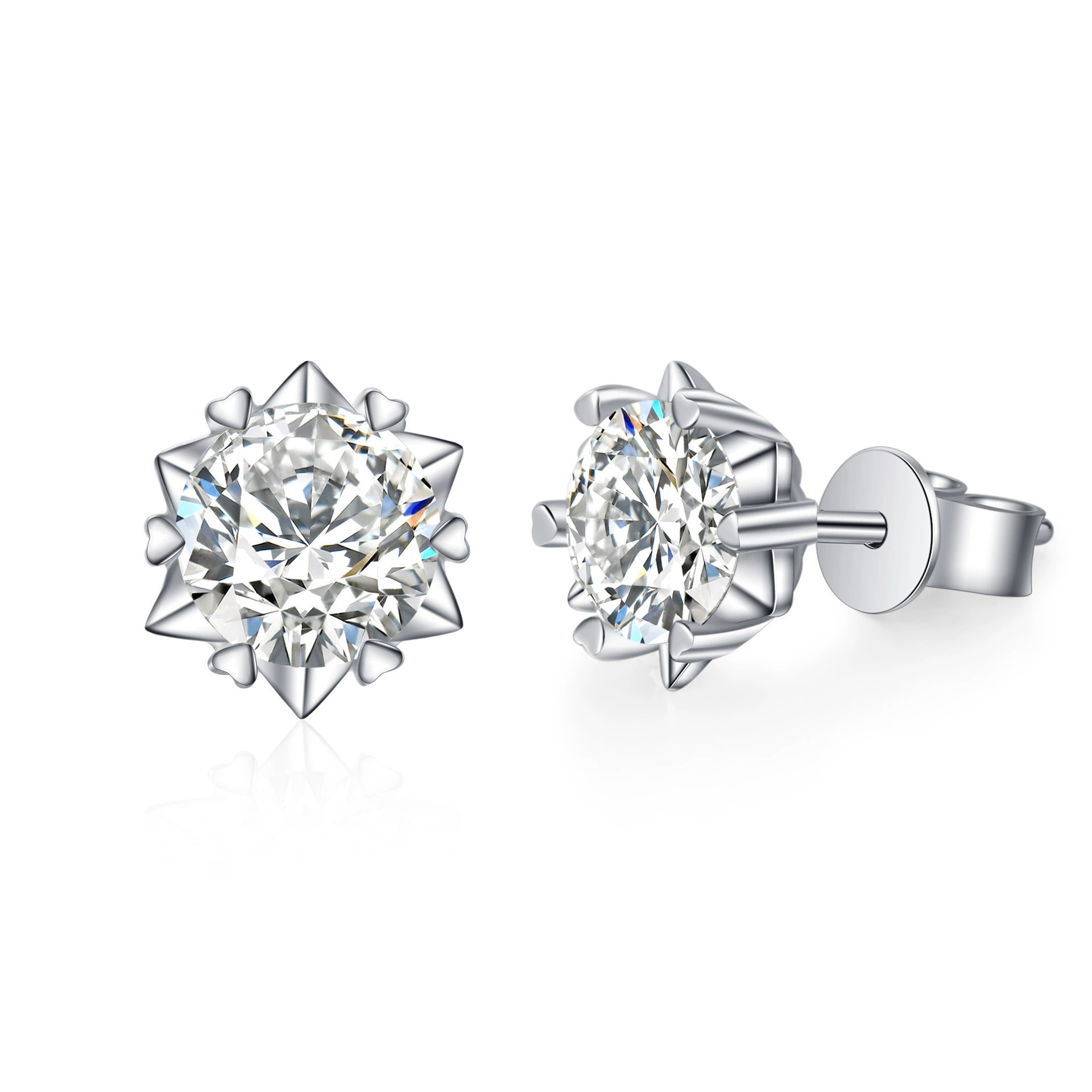 Stylish White Moissanite Snowflake Stud Earrings in 925 Silver