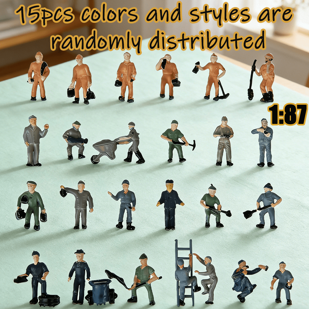 TEMU Lot de 15 modèles de personnages de construction, au ratio 1:87, avec couleurs et styles expédiés de aléatoire, destinés aux de modèles de