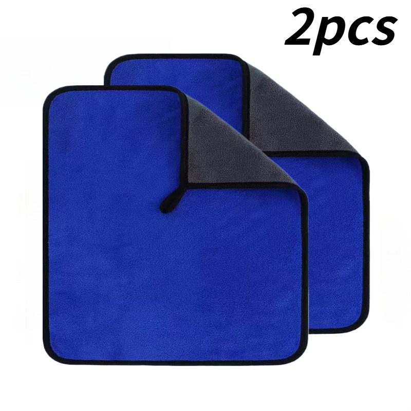 TEMU Microfiber Car Wash Towel Set (2pcs), Soft And Quick-drying, For Polishing Car Windows And Mirrors, Double-layer Home Cleaning Cloth