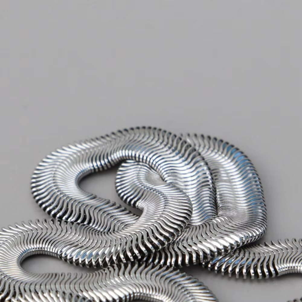 TEMU 1pc Men' Steel 6mm Thick Snake Bone Necklace - Silvery Hip-hop Style - Sexy - Hypoallergenic Washable Non-fading - Unisex And Suitable For