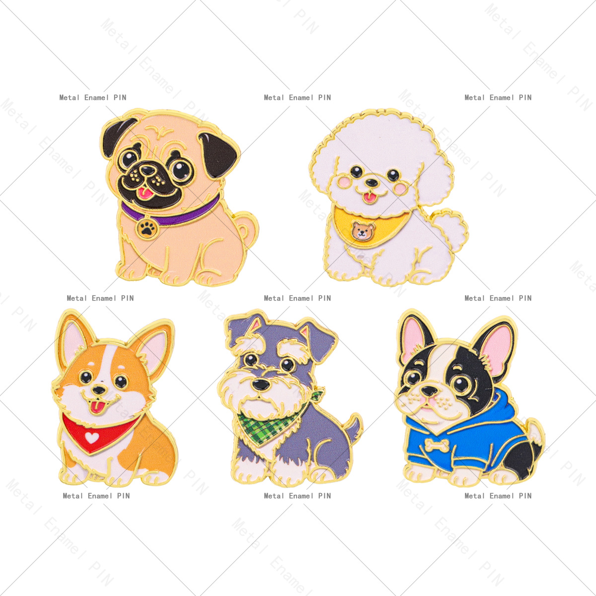 TEMU 5pcs Broches Émaillées Chien Cartoon , Badge en Alliage pour Sac à Dos Veste Vêtements, Cadeau Amoureux des Chiens