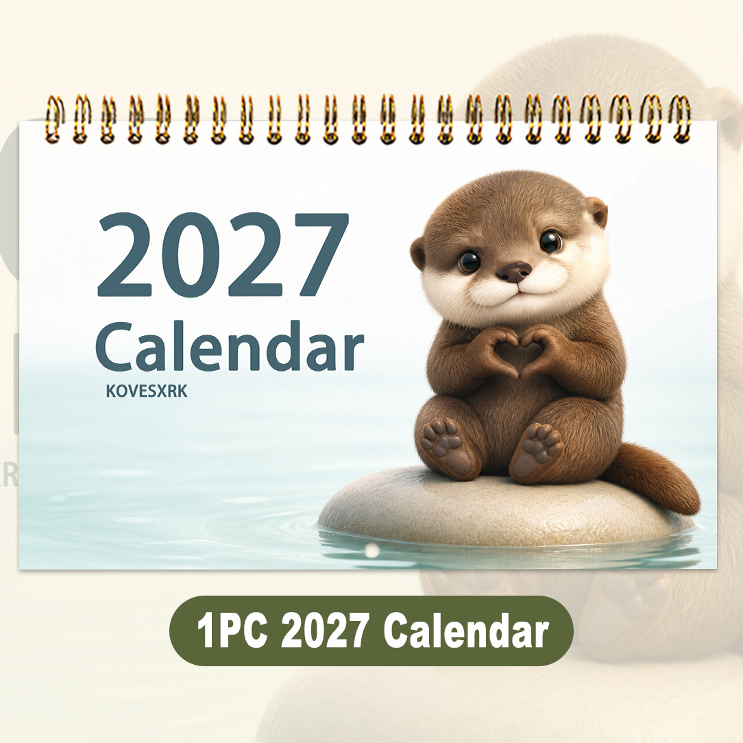 TEMU 1pc | Calendrier de Cœur 2027 | Calendrier sur le Thème des Animaux de Compagnie , Trou de Suspension Supérieur, 'Écriture Abondant, des Fêtes,