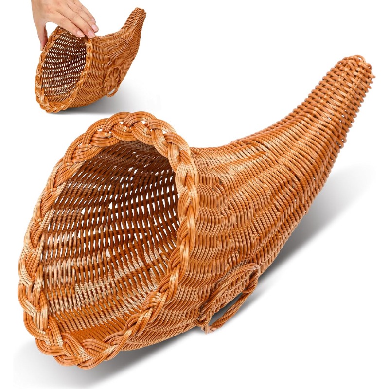 TEMU 1pc Thanksgiving Basket 35.0cm Thanksgiving Autumn Table Decoration Harvest For Autumn Table Centerpieces Fall Party Decorations
