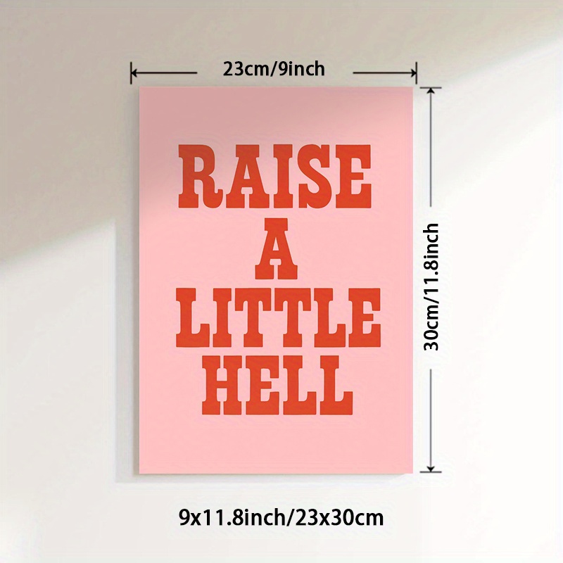 TEMU 2d Flat, 1pc Unframed " A Little " Motivational Wall Art - Red On Pink Canvas, Modern Minimalist Inspirational Quote Poster For Bedroom, Living