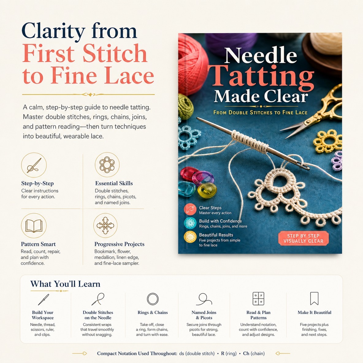 Needle Tatting Made Clear - Comprehensive Guide for Beginners
