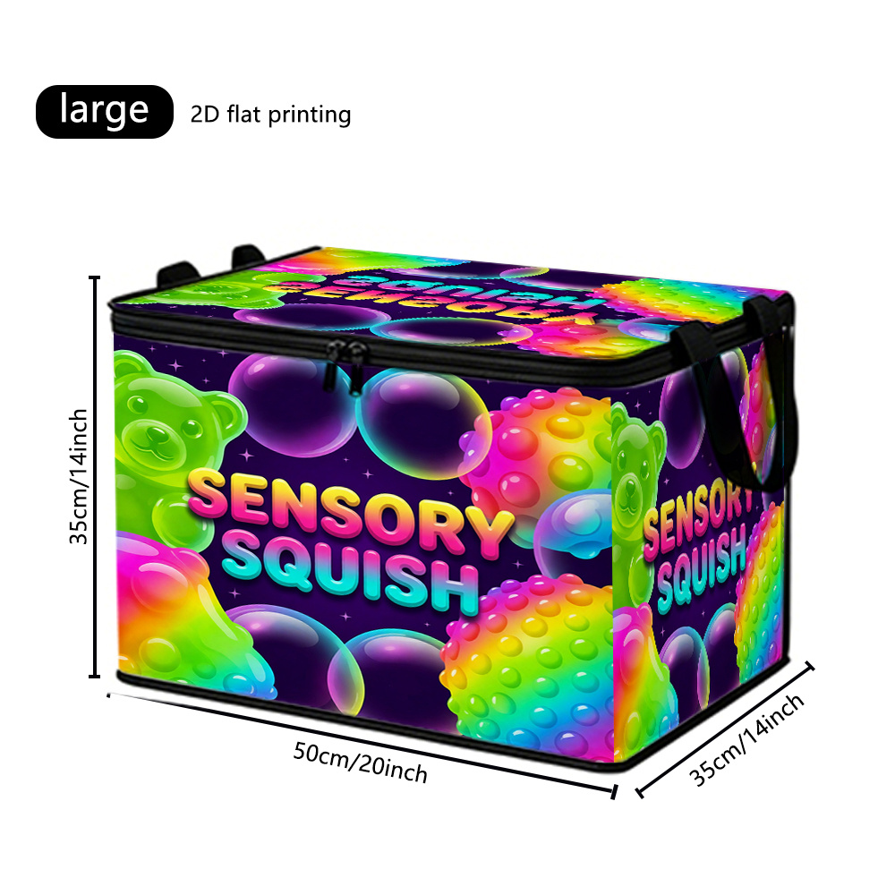 TEMU 1pc Art Large Foldable Zipper Storage Box "sensory Squish" Soft Fabric Non-woven, Foldable Blanket And Clothing Storage - Durable Polyester,
