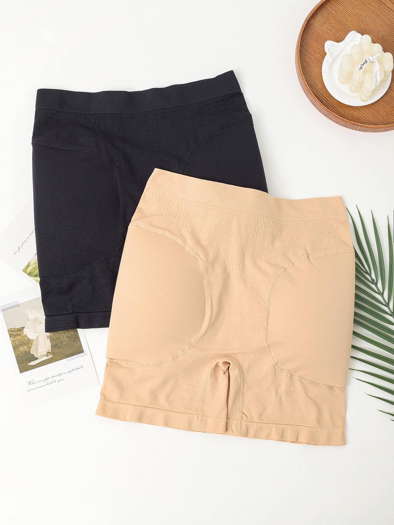 1pc Women's High-Waist Shaping Shorts with Faux Butt Pads - Tummy Control, Butt Lift, Waist, High-Waist Design, Solid Color, Suitable for Daily Yoga and Fitness Wear
