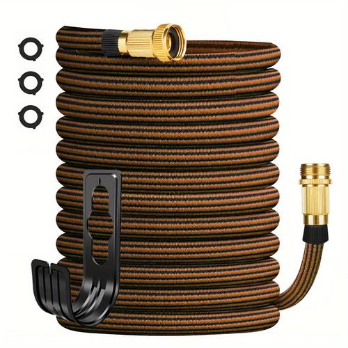 100ft heavy duty non expandable garden hose leak proof kink resistant design with brass threads for rv washing pet cleaning forestry brown green hose fittings for garden outdoor watering reinforced construction tubing