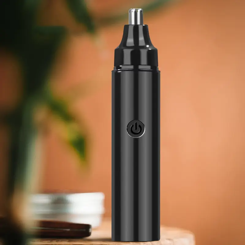1pc electric nose hair trimmer for men - usb-rechargeable cordless operation, long-lasting lithium battery (400mah) - compact & lightweight design, quick-charge grooming tool - safe, quiet motor - abs construction - travel, car, home use - ideal for sensitive light beige - minimalist black trimmer, nose hair remover, travel personal care, sleek gadget, car accessory, portable device, durable material, men Product details 0