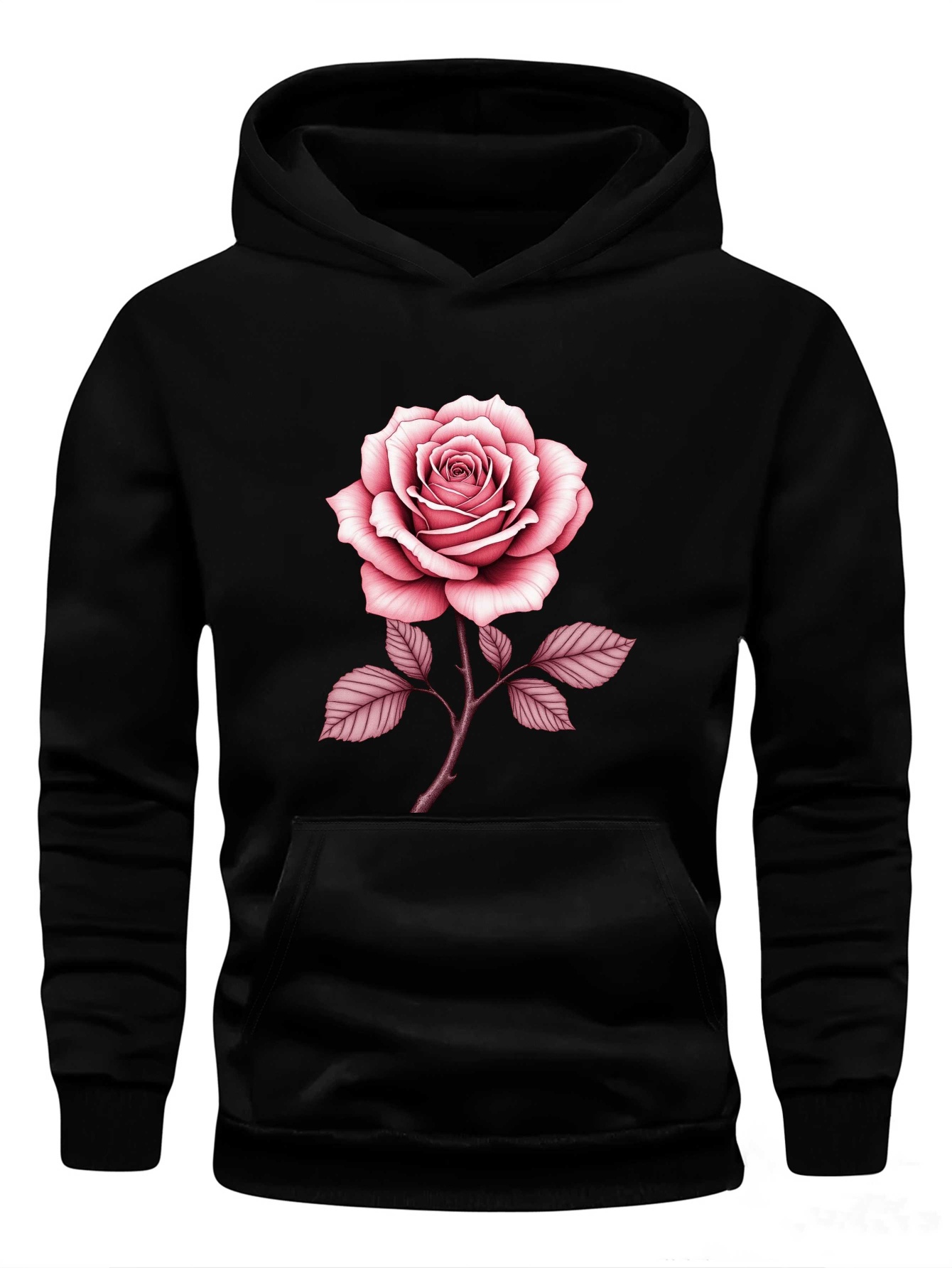 Detailed Pink Rose with Layered Petals Young for Man Hoodies Sweatshirt, for Teenager