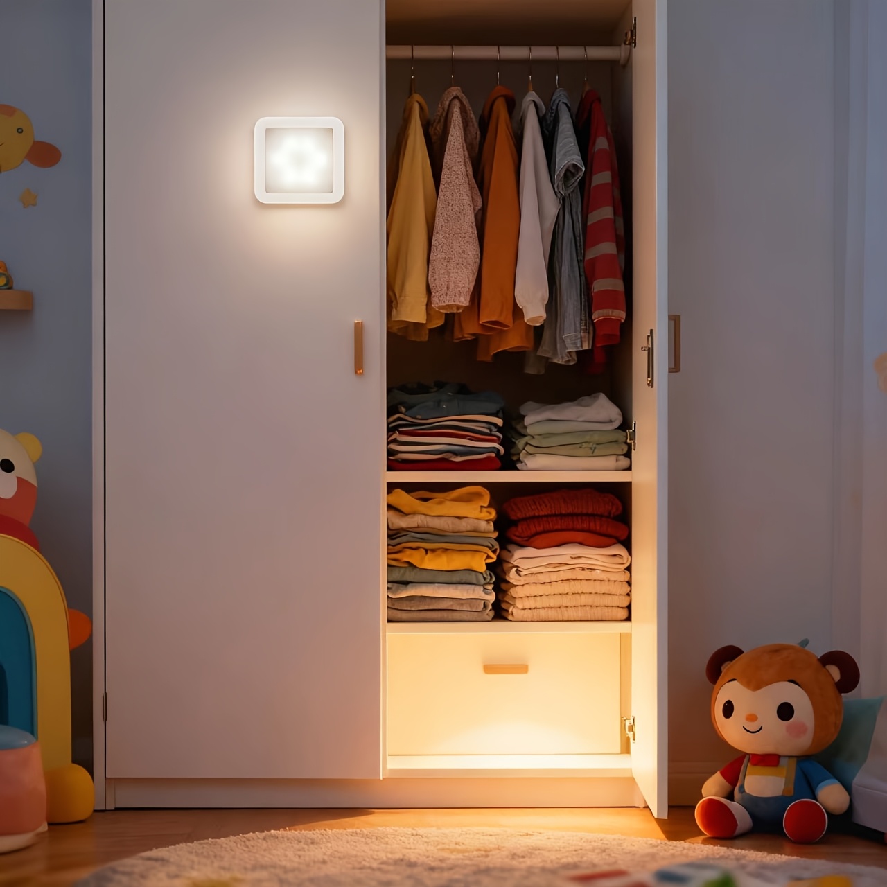 photo de l'article 2 Détecteurs de Mouvement 6-LED, Lumière Douce pour Se Lever       Dans L obscurité. Forte   Magnétique, Alimentation   Fil par Batterie [  Batterie] Idéal pour Chevet, Couloir, Marches, Salle de Bain