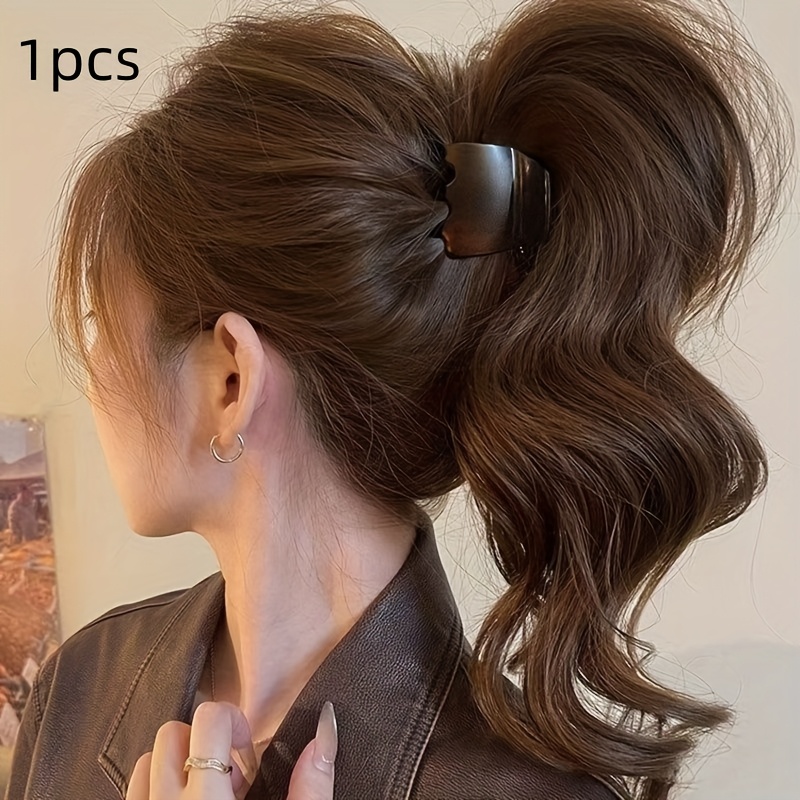 TEMU 1pc Matte High Ponytail Fixing Artifact Hair Claw Clip, Women's High-end 2025 New Shark Clip Back Of Head Hair Clip Hair Accessory