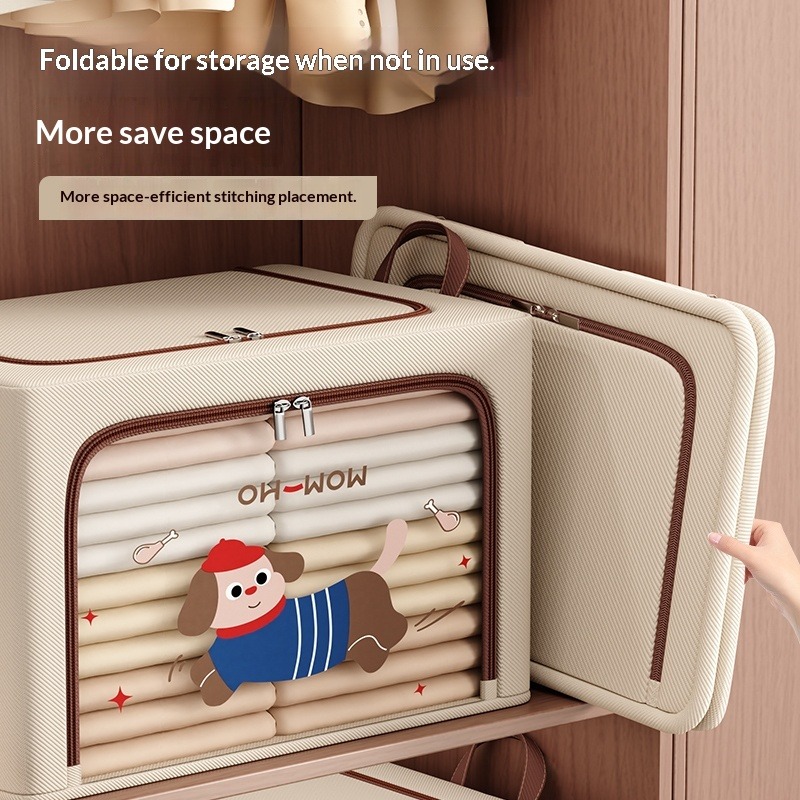 Foldable Storage Box with Lid, Stackable Design