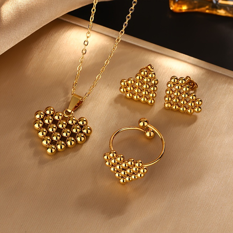 TEMU A Minimalist And Versatile Set Of Heart-shaped Necklaces And Earrings, Made Of Stainless Steel Jewelry, Perfect For Women. This Choker Is