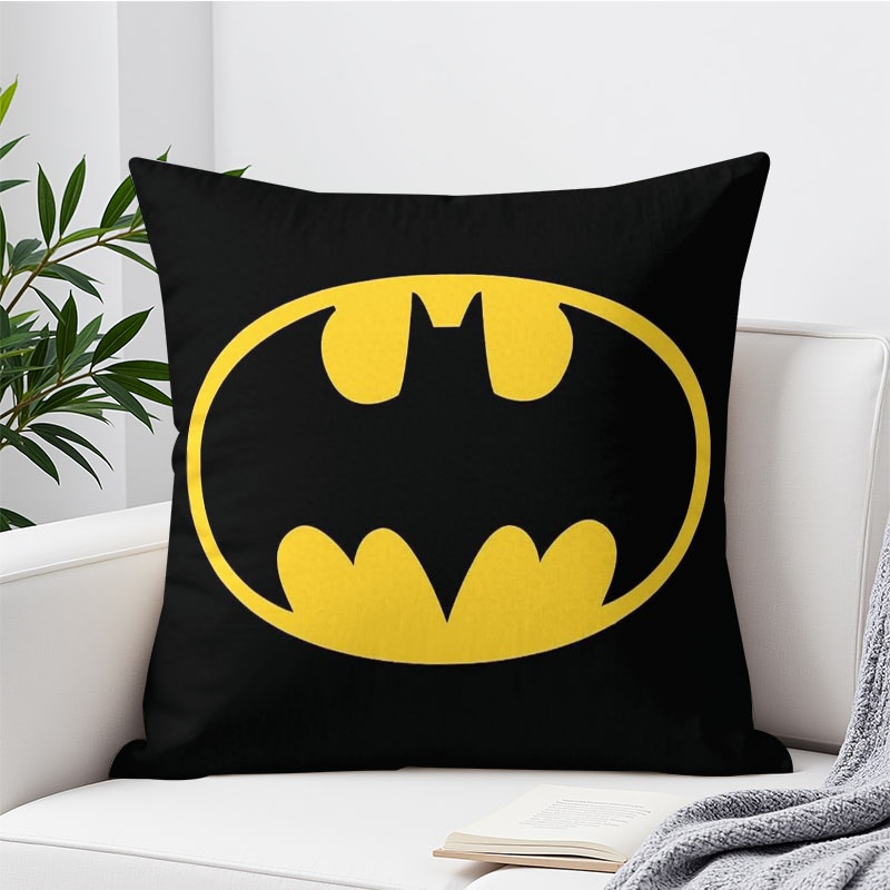 TEMU Iconic Batman Logo Printed Pillowcase, Made Of Soft Short Plush Material, Featuring A High-contrast Black And Yellow . Available In Multiple