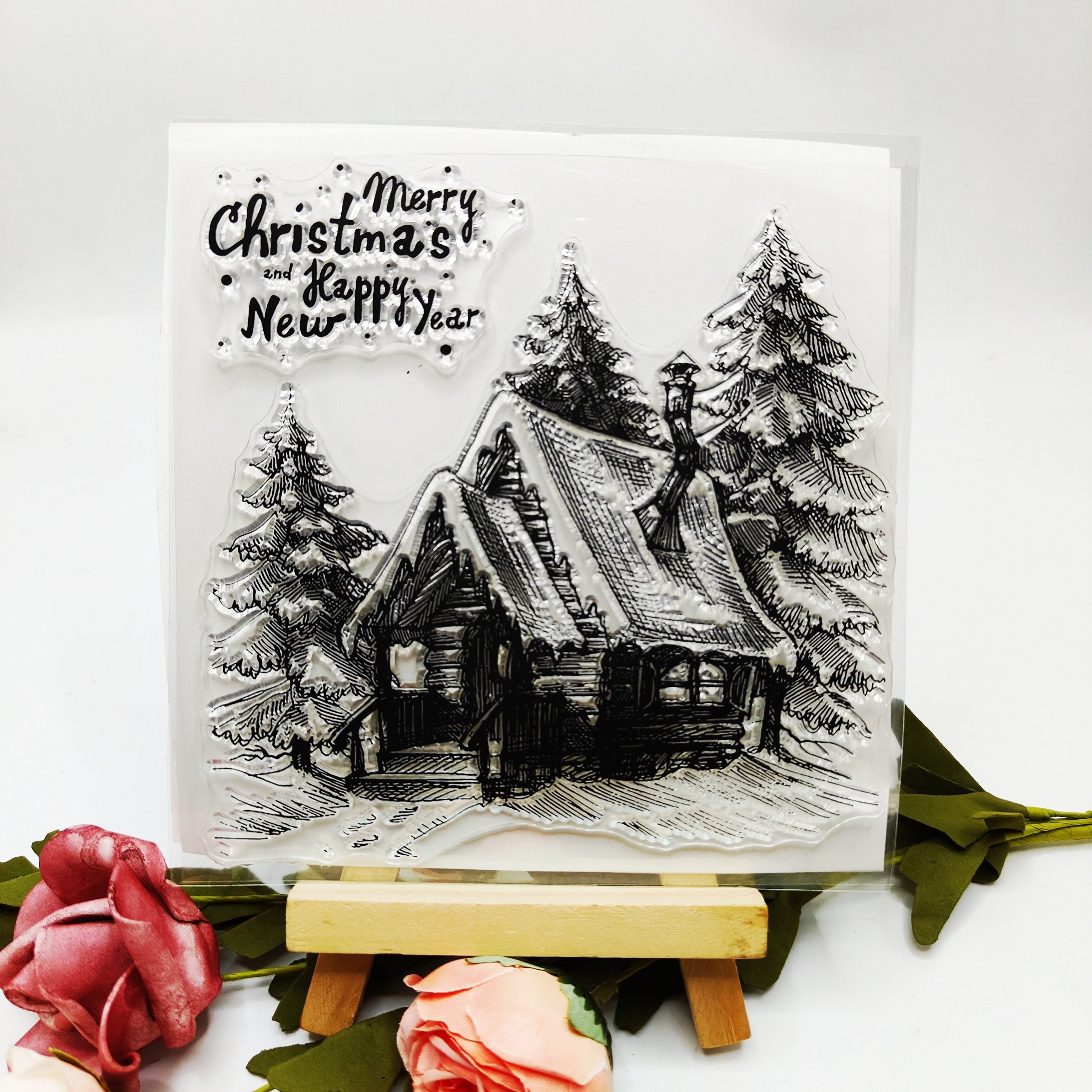 Winter Village Clear Stamps - Christmas Landscape Backgrounds For Card Making & Scrapbooking Crafts