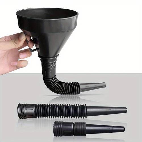 car motorcycle fuel funnel with telescopic extension flexible hose anti spill no high density plastic adapter for gasoline water transfer from oil drums tanks containers spillfree pouring userfriendly design durable construction