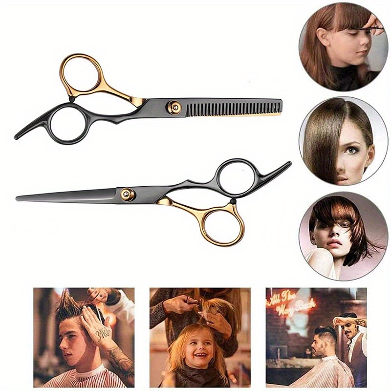 

Professional 6.7" Black & Scissors - Hypoallergenic, Ideal For Thinning & Textured Hair Types, Includes Straight & Tooth Blades, Hairdressing Tools, Bangs Scissors