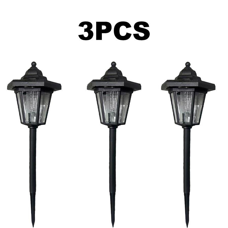 Image of 3pcs Outdoor Retro Hexagonal Solar Lawn Lamps | Solar-powered, Ip65, Freestanding, For Garden, Lawn, Pathway, Driveway, Home Decor, Autumn, Wedding, Christmas, Halloween - Fachoi