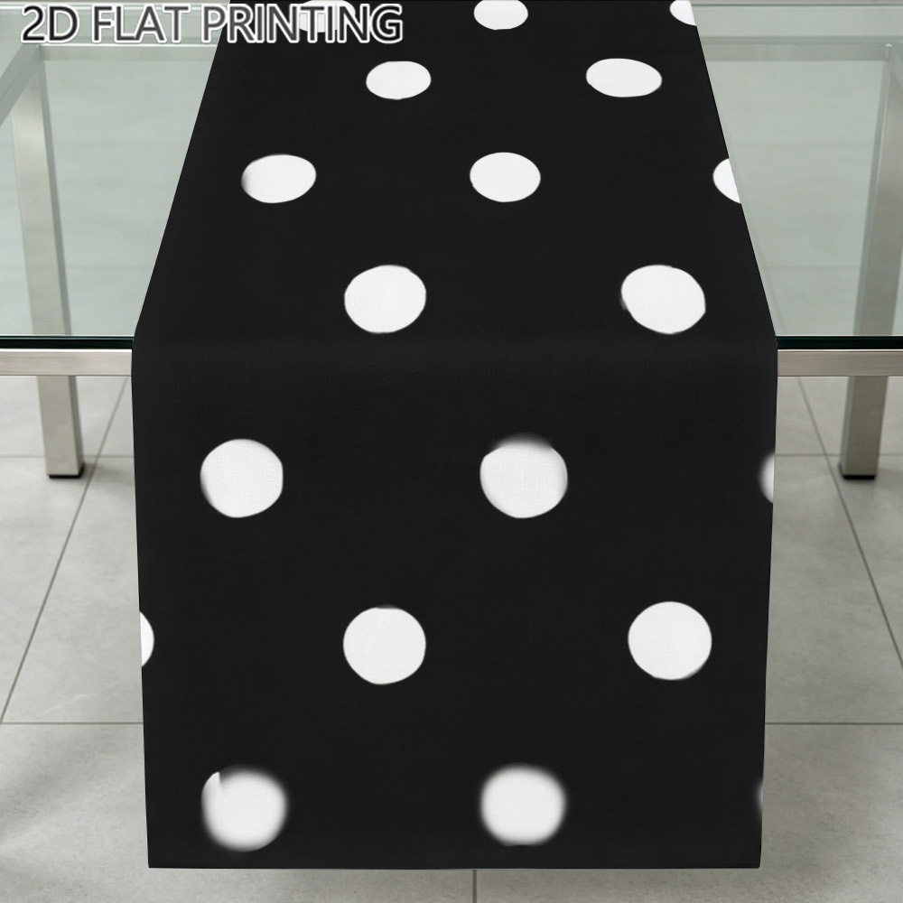 TEMU Table Runners 2dflat Printing 1pc Black White Dots Table Runner Suitable For Console Table, Office Desk, Decoration, Easy To Clean