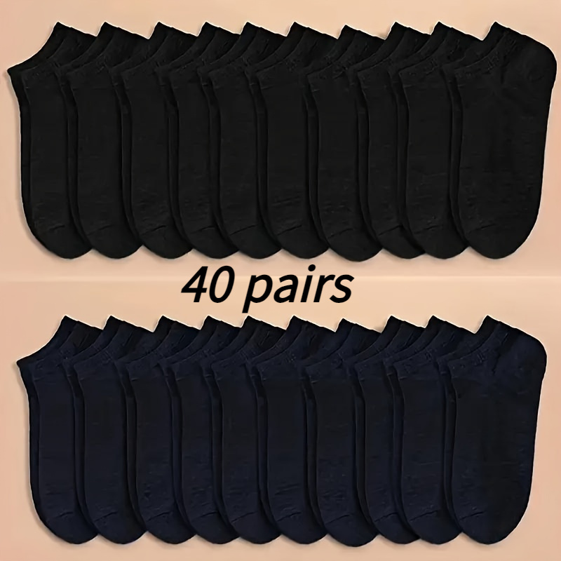 TEMU 40 Pairs Of Casual Socks, Soft And Comfortable, With A Fashionable Design In Black, Gray, And White, Simple Design, Suitable For Camping And ,
