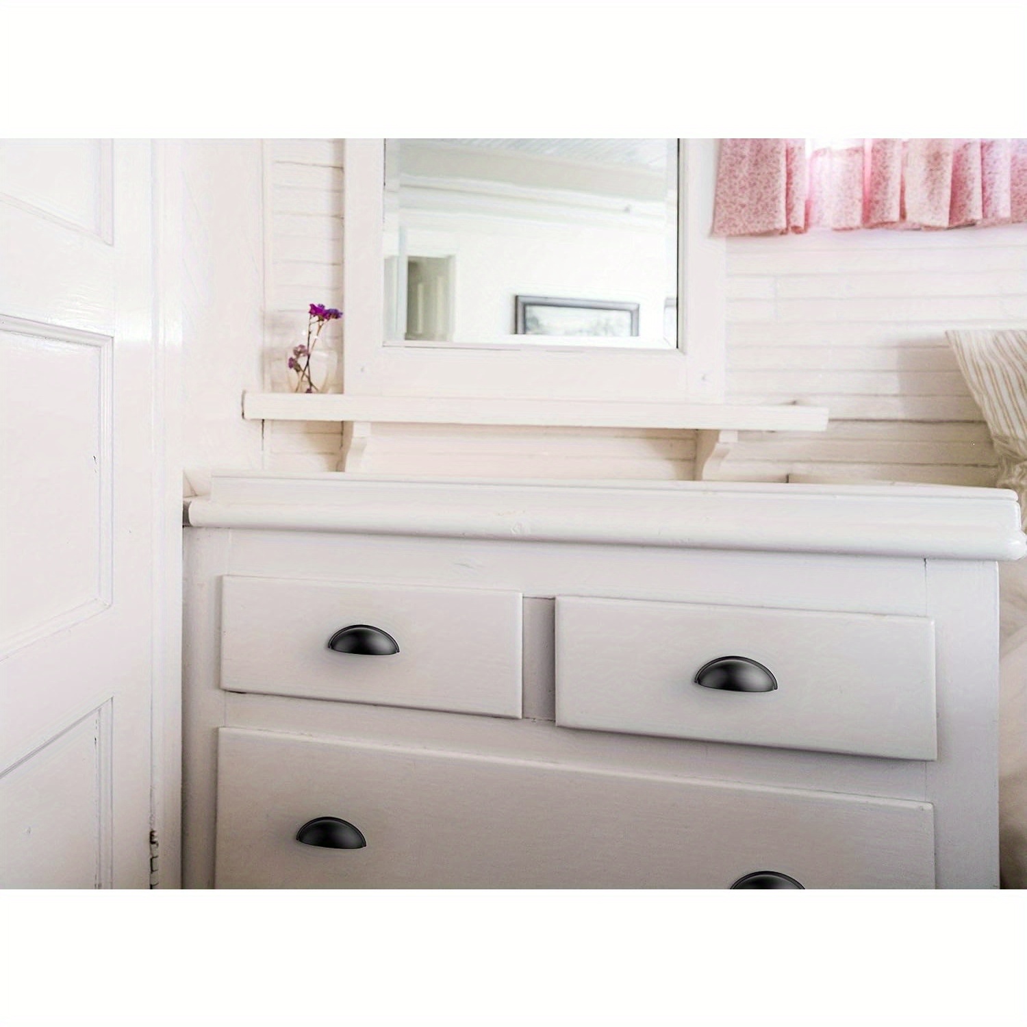 3 drawer pulls flat black cabinet cup pulls kitchen hardware - Temu