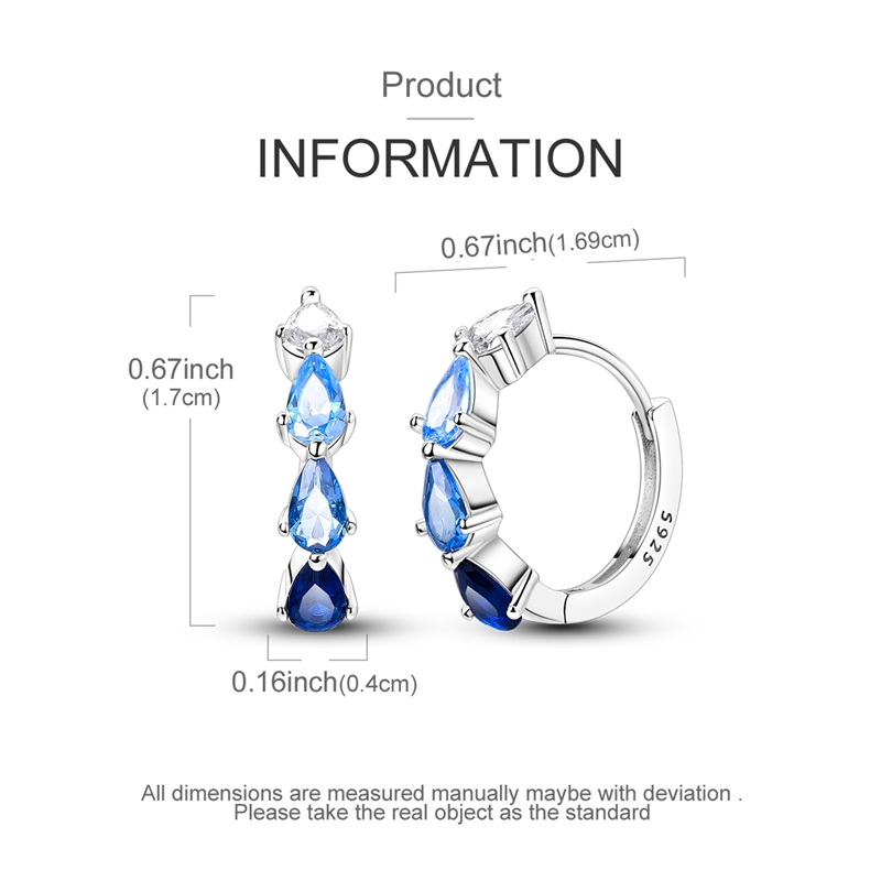 Women's Blue Gradient Water Drop Earrings in S925 Silver