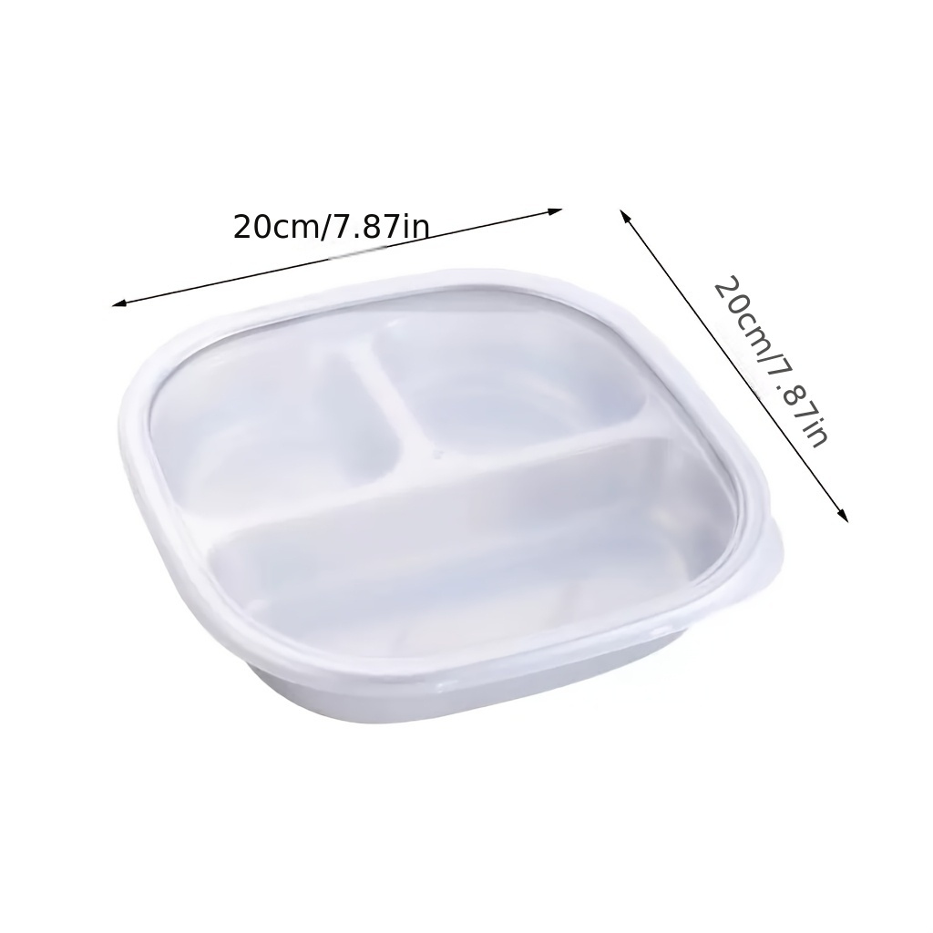 Image of 2pcs Stainless Steel Dinner Plate Set, 1 1 Lid, For Canteen Food Grade Divided Plate, Divided Eating Plate, Party Dinner, Holiday Party
