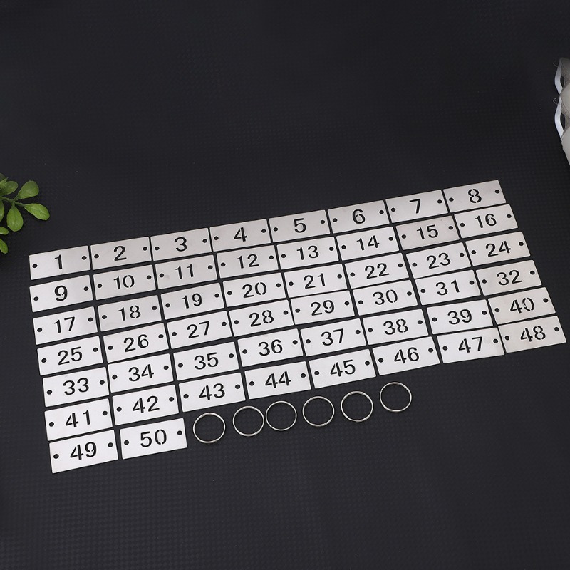 metal numbered tags stainless steel number   tags with holes numbered key rings chain 50pcs 1 50 rectangle 0