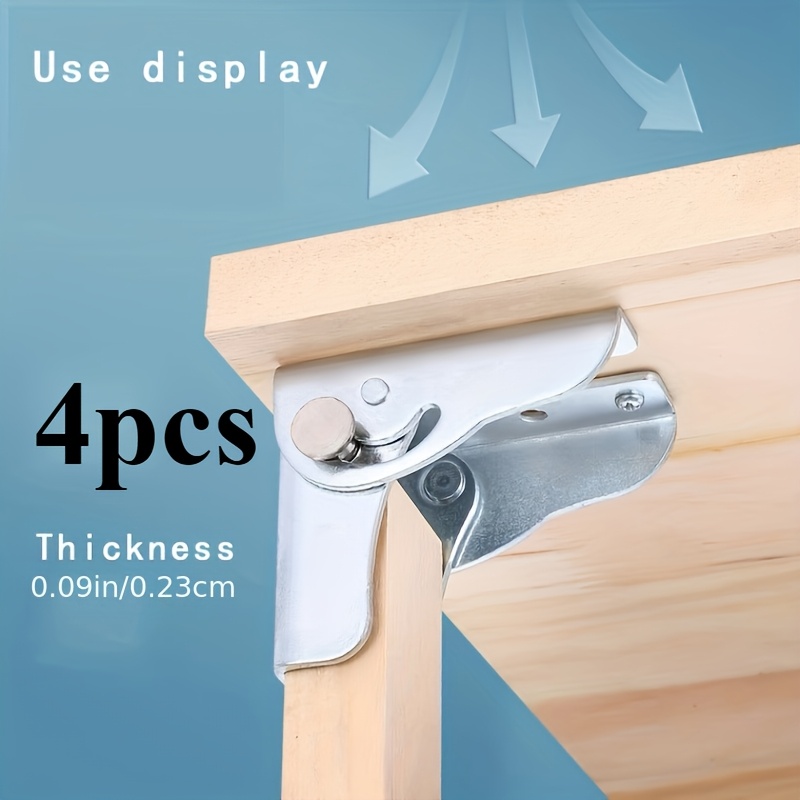 TEMU 4pcs Heavy Duty Folding Hinged Table Legs Brackets- Adjustable 90° To 0° Self-locking, Sturdy Metal Construction With Oil-rubbed Finish,