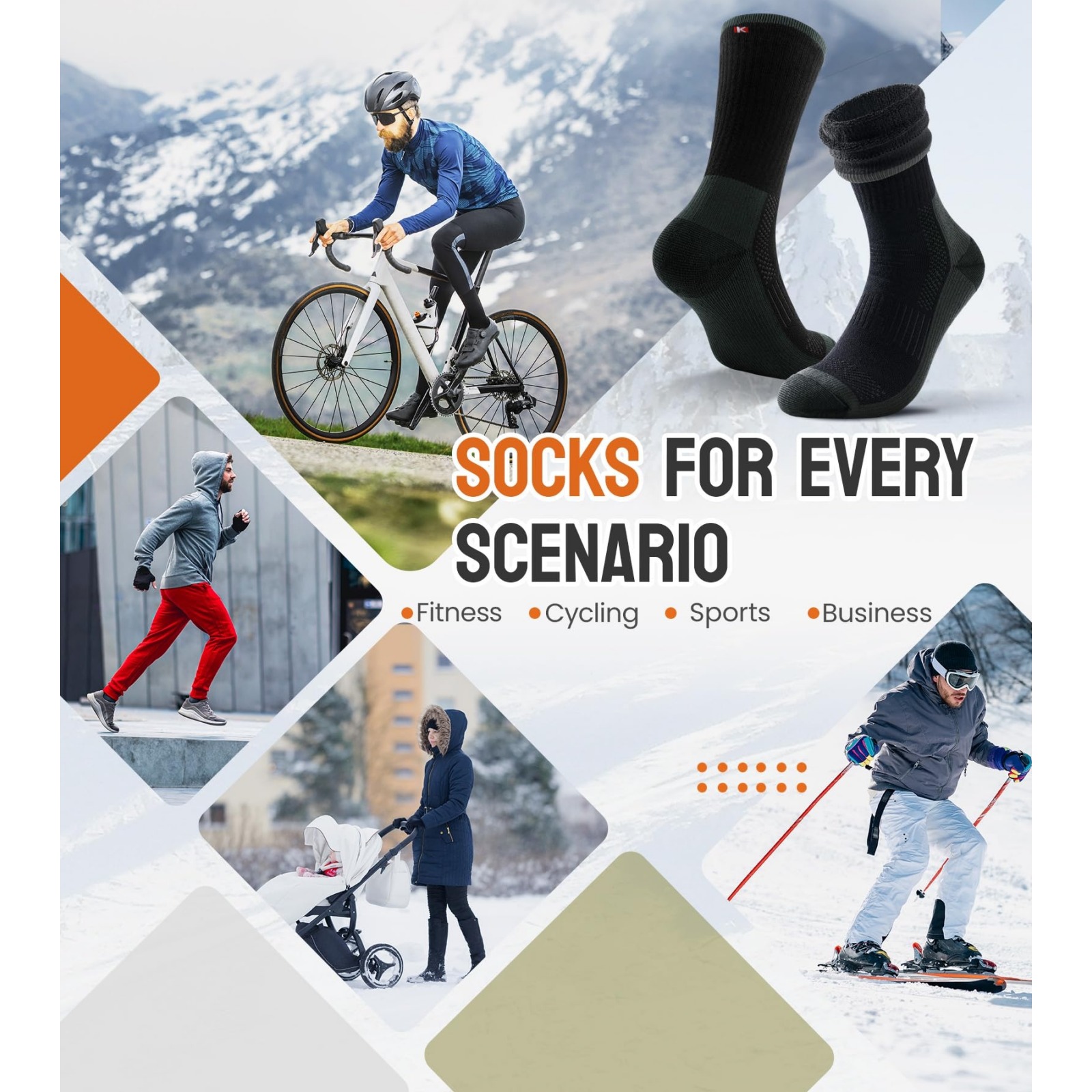 3 Pairs Men's Thermal Socks for Winter Activities