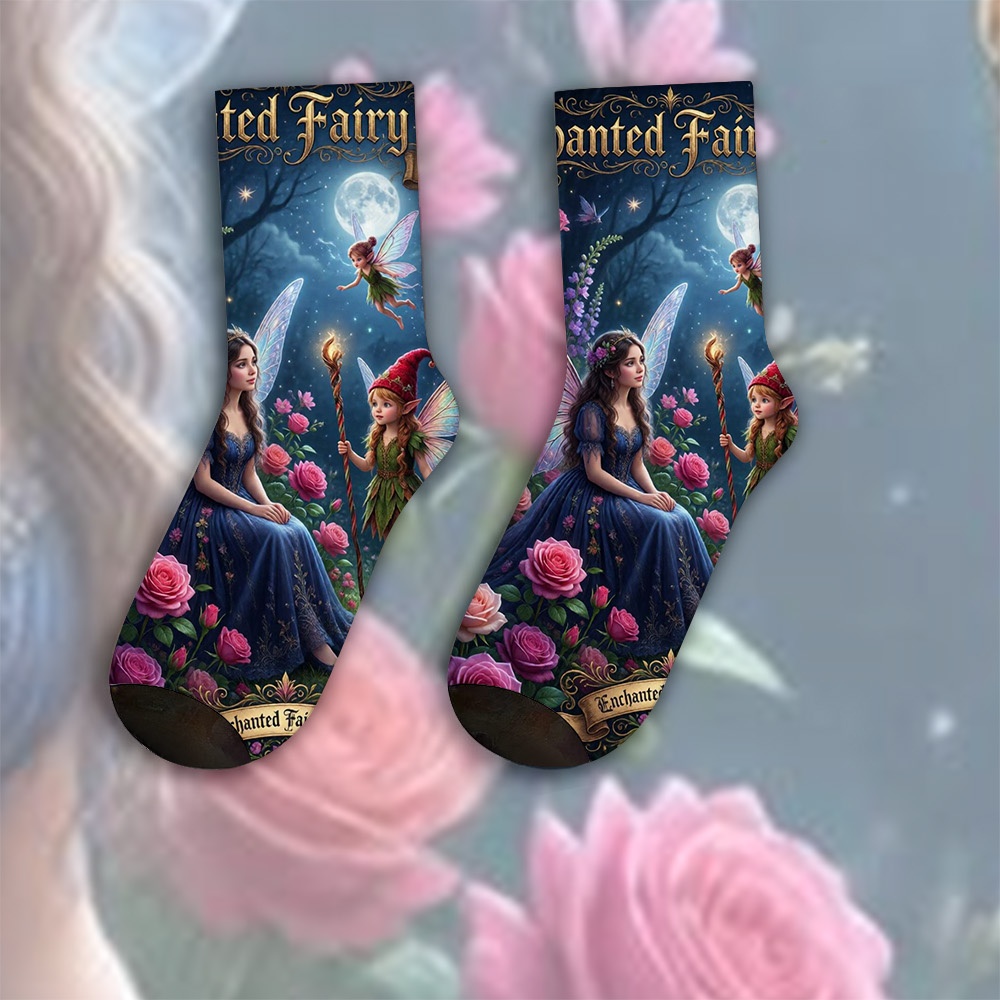 TEMU A Unique Pair Of Socks Designed With Fairy Tale Fantasy Scene For Women& Men, Sock | Ideal For Party Costume, Gifts, Daily Wear