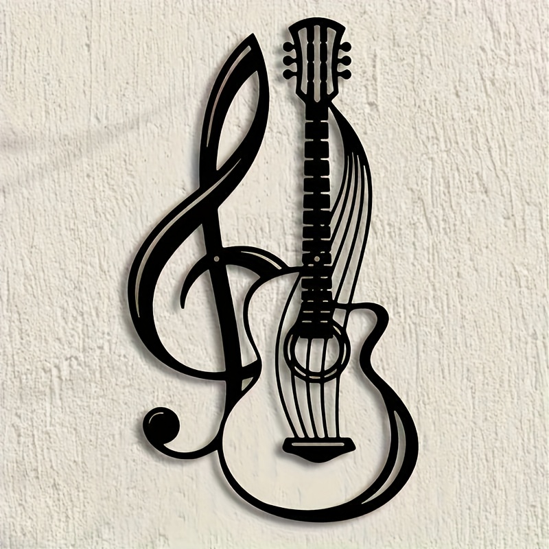 TEMU 1 décoration murale en fer forgé avec des musicaux et une guitare, idéale pour une utilisation intérieure et extérieure dans les cafés, les