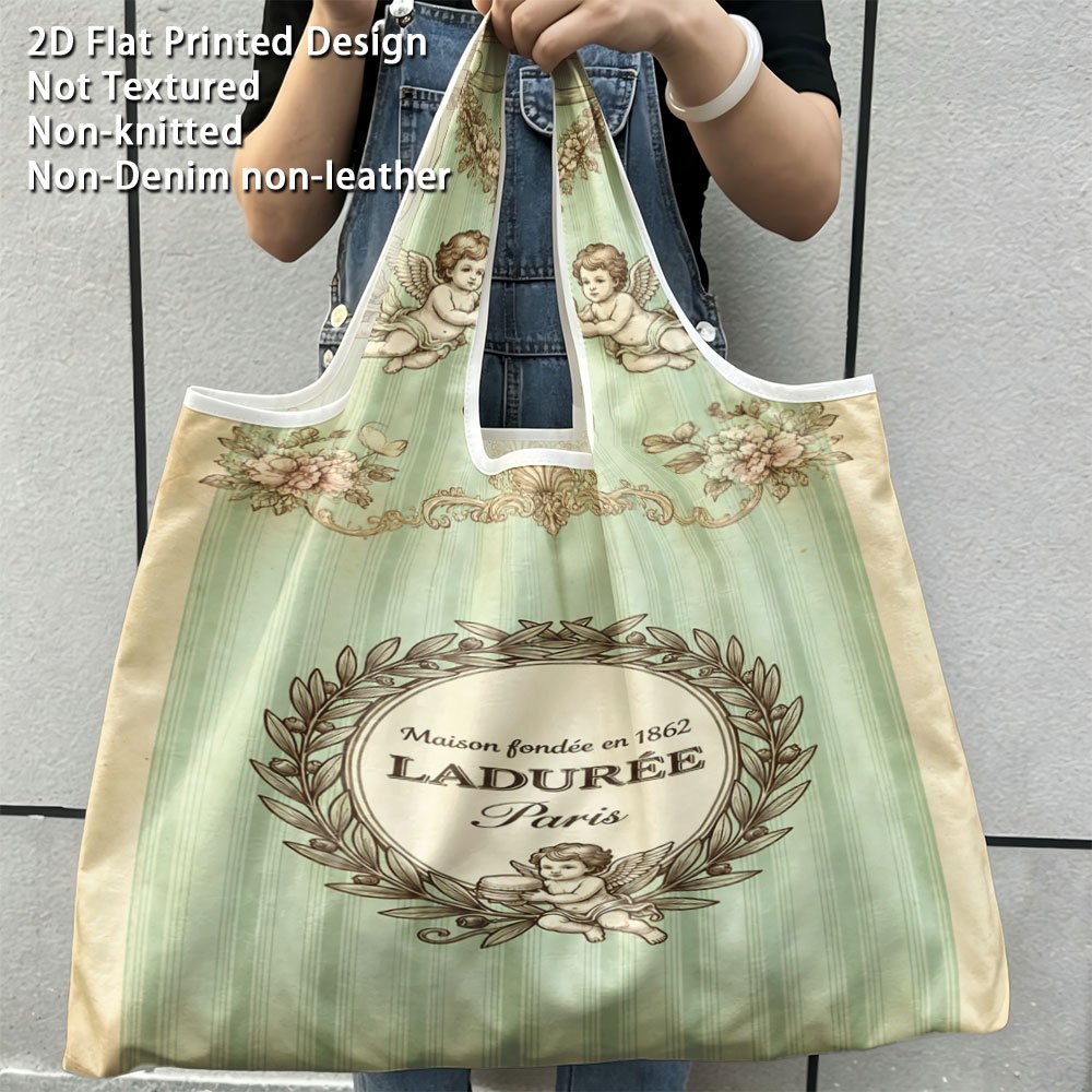 TEMU 1 pièce Sac fourre-tout macaron français pour et sport, grand sac de courses réutilisable avec française vintage, durable pour Noël, cadeaux