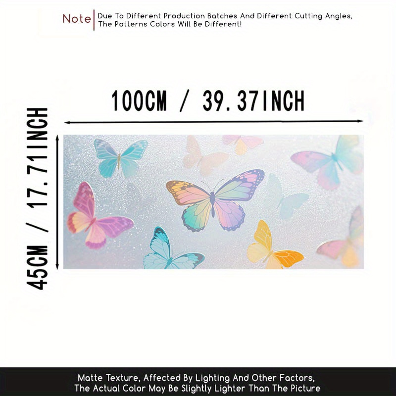 TEMU 1pc 2d/flat Frosted Glass Film With Colorful Pattern, Translucent Pvc Electrostatic Adhesive Window Decal, Removable And Reusable Glass Sticker.