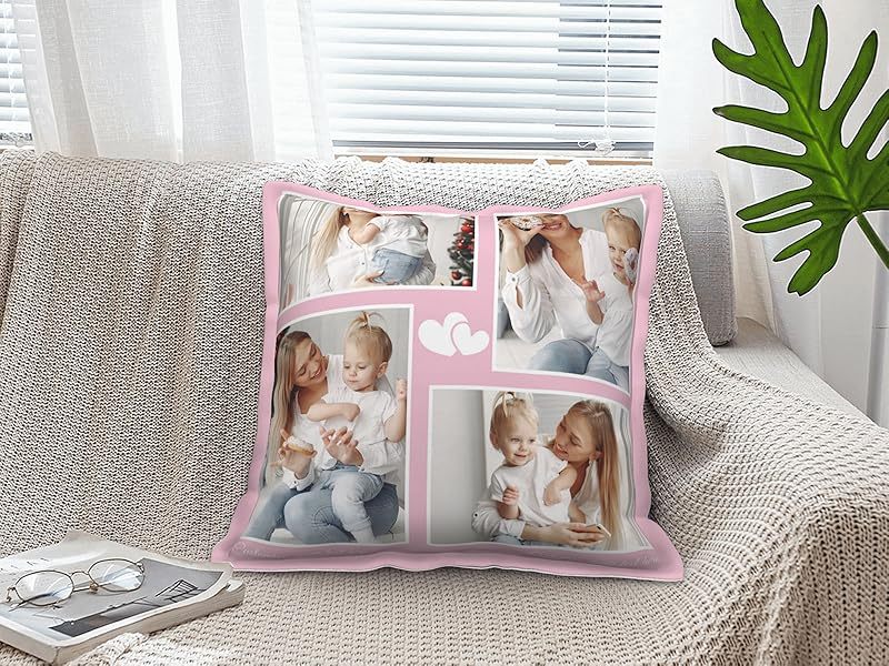 1pc personalized photo pillow custom couple pet portrait or text dual sided printing with matching back valentines anniversary birthday gift removable zipper closure machine washable polyester   fits 18x18 inserts home decor keepsake   your own photos customized pillow anniversary present contemporary design durable fabric   buyers Product details 3