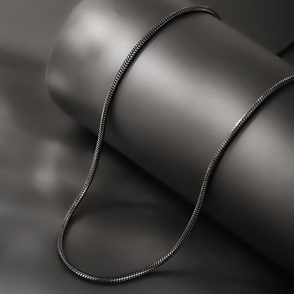 TEMU 1pc Fashion 304 Stainless Steel Black Snake Chain Necklace For Men Women Jewelry Suitable For Daily Wear