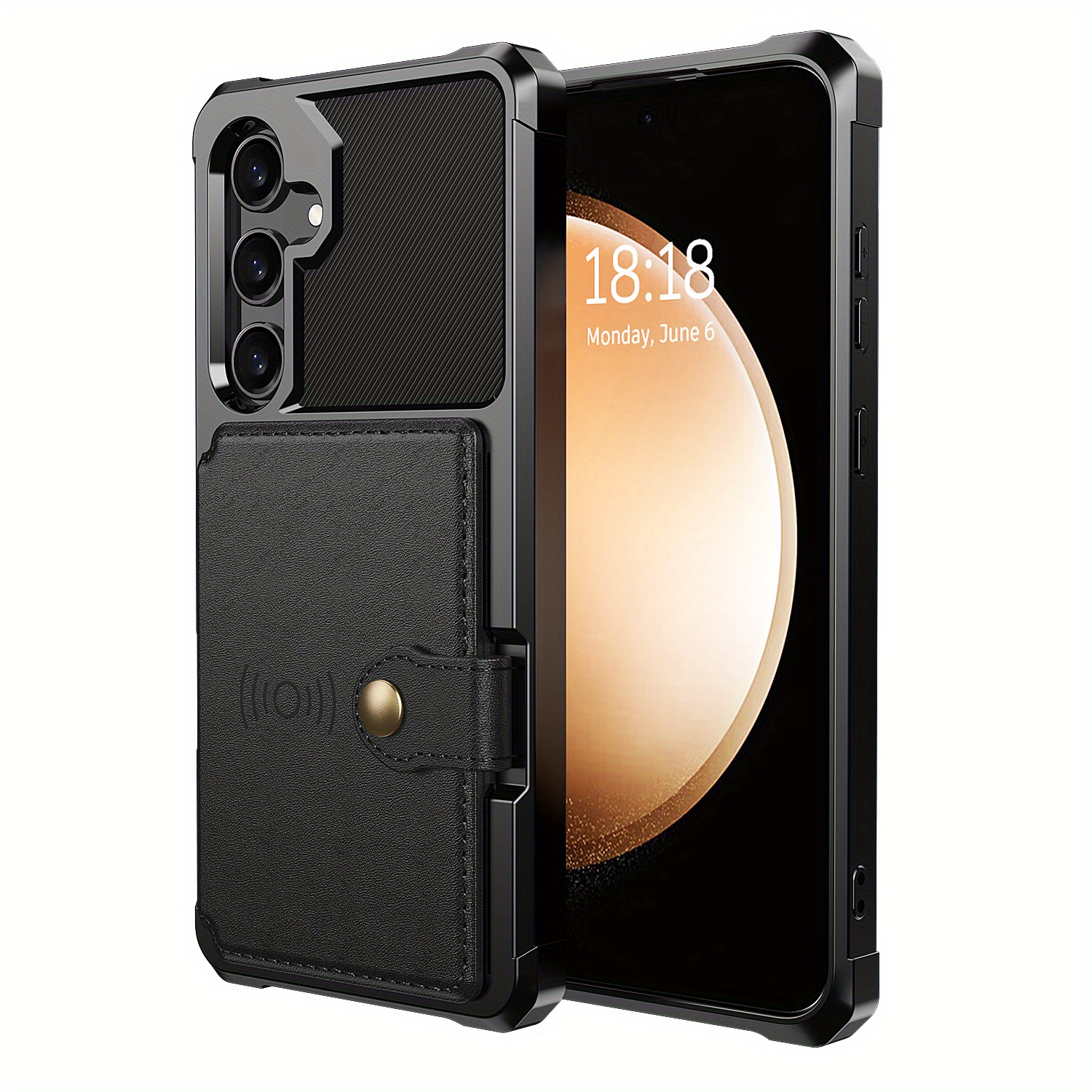 TEMU Phone Case - New Stylish High-end Business Zm02 Series Magnetic Card Holder Shockproof Phone Case For Galaxy Note10 Note20 A12 M12 M23 M13 A33