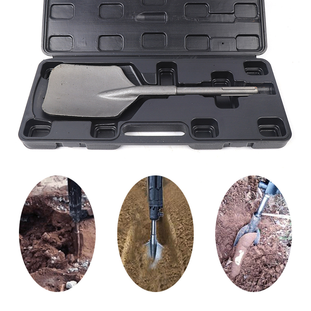 Insyoforeverec, 1* 5-pit Shovel Chisel Bit With Storage Box, Hammer Shovel, Clay Spade Chisel Bit